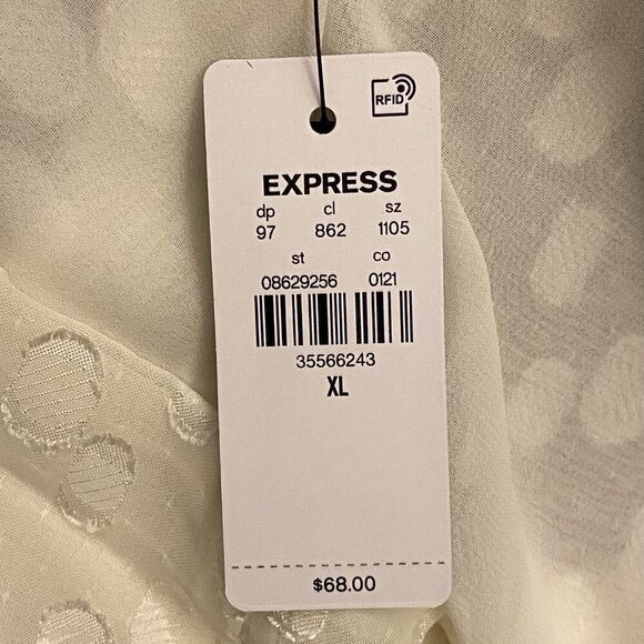 Express Women’s Polka Dot One Shoulder Banded Bottom Top Swan Size XL NWT $68 - Picture 15 of 16